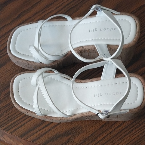 Madden Girl Shoes - Madden Girl White Wedge Sandals size 6.5M. NWOB